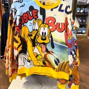 Disney Pluto Multicolor Graphic Sweatshirt - Yellow Blue Red
